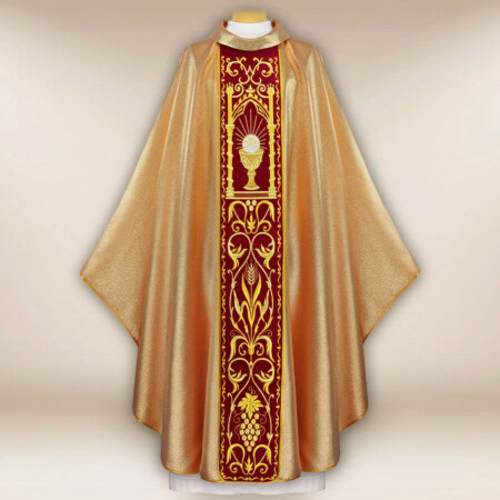 Chasuble avec ceinture en velours brodé Calice