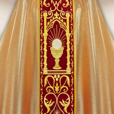 Chasuble avec ceinture en velours brodé Calice