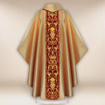 Chasuble avec ceinture en velours brodé Calice