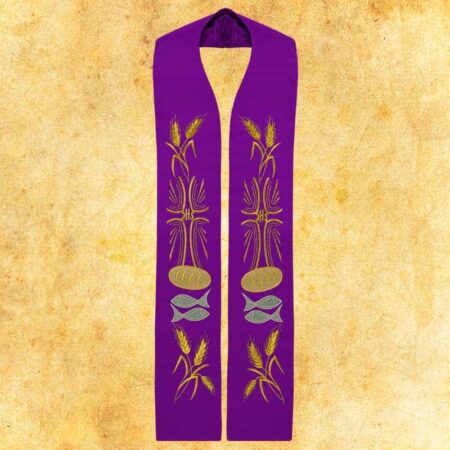 Étole liturgique brodée violette