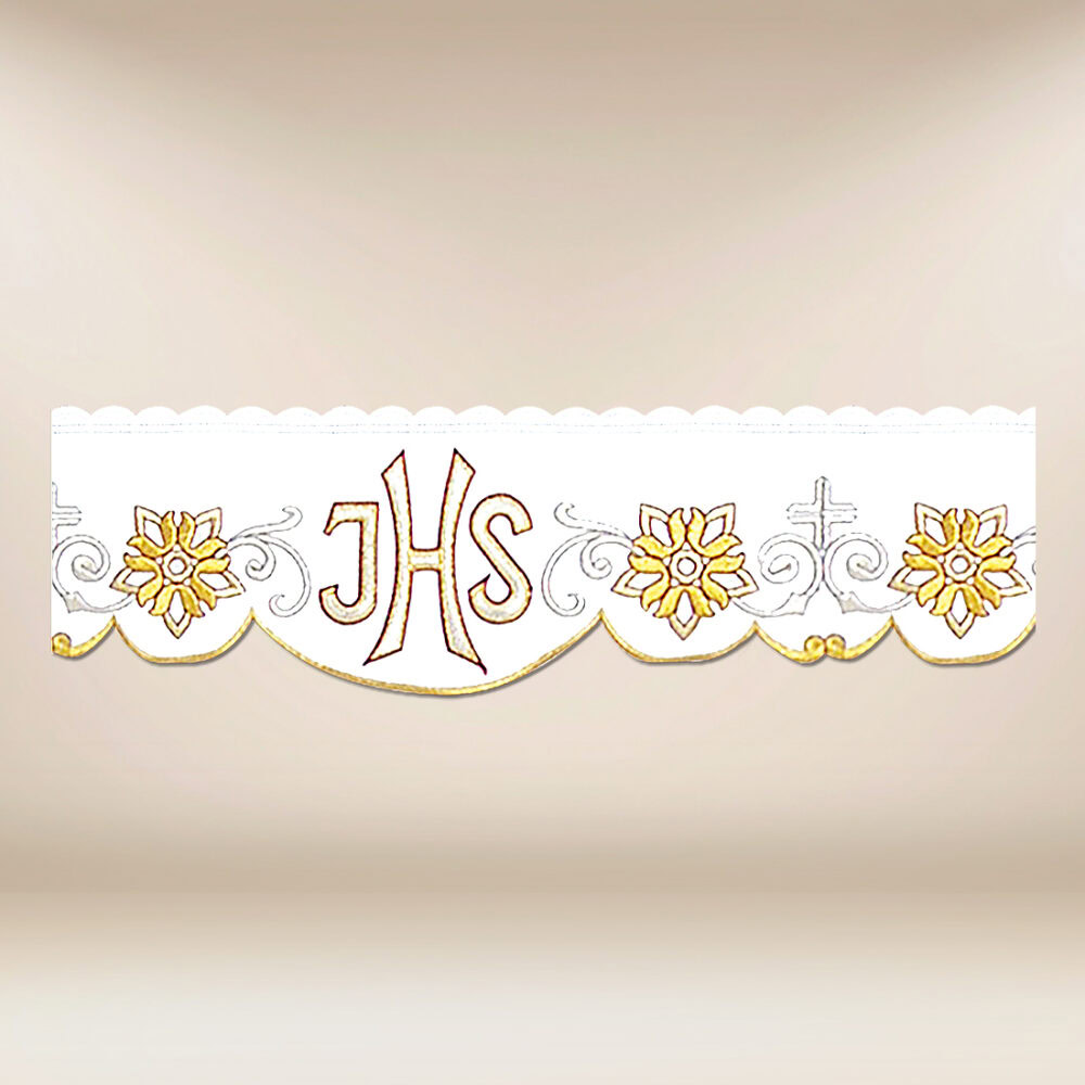 Dentelle d’autel brodée avec IHS