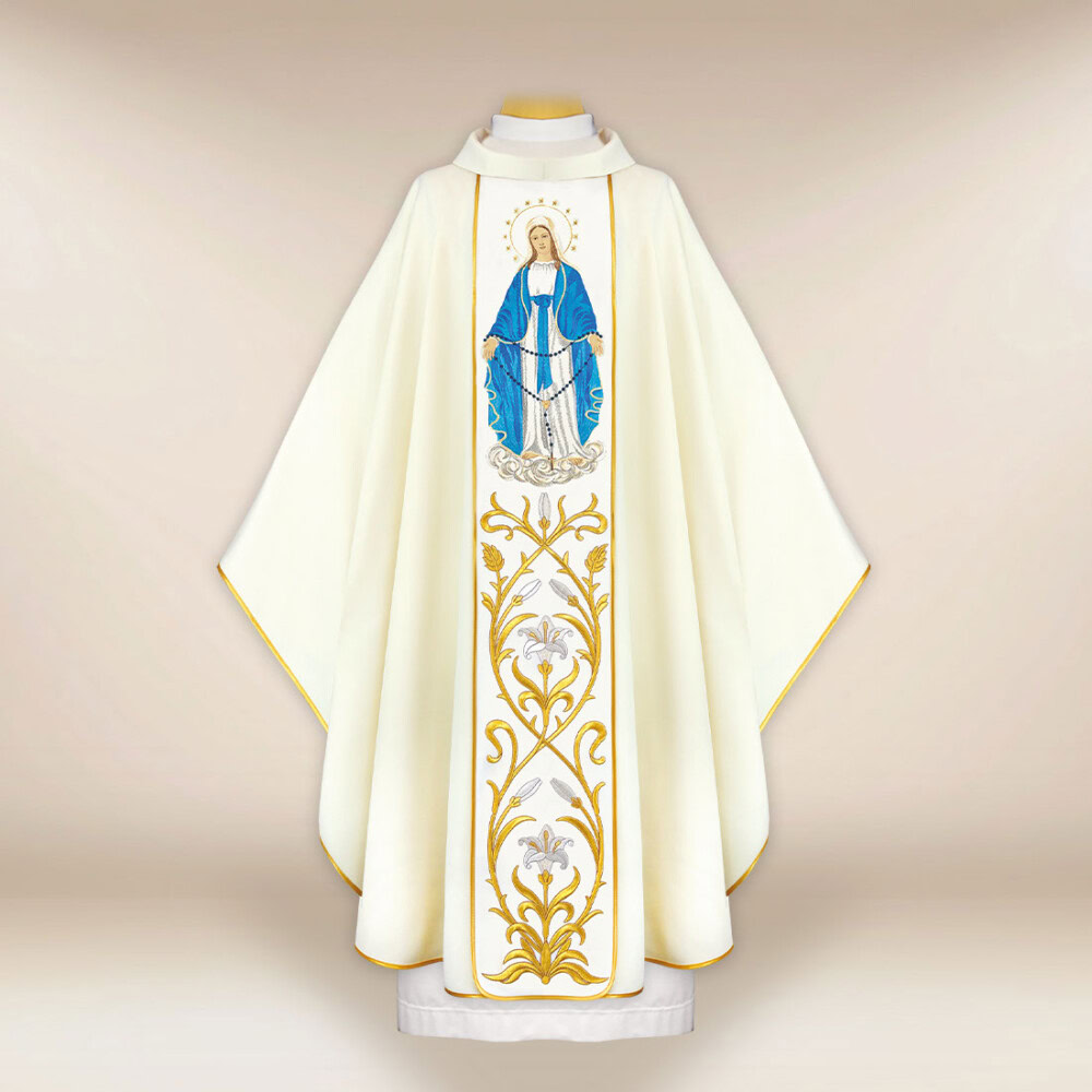 Chasuble brodée Mère de Dieu du Rosaire