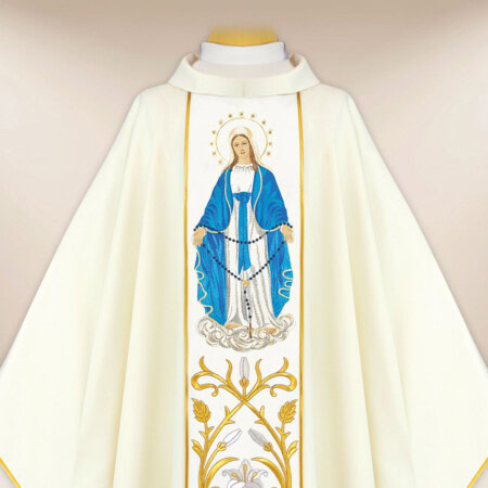 Chasuble brodée Mère de Dieu du Rosaire