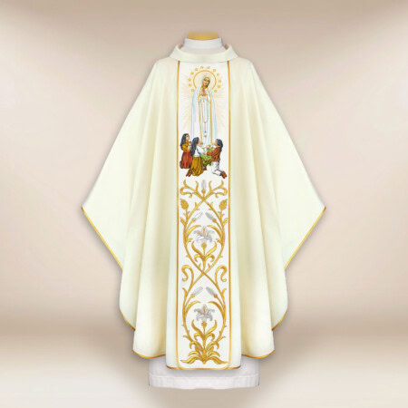 Chasuble avec image brodée Notre-Dame de Fatima