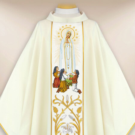 Chasuble avec image brodée Notre-Dame de Fatima
