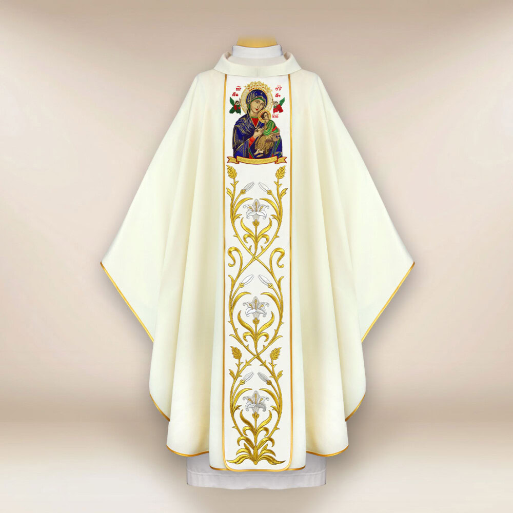 Chasuble brodée Mère de Dieu de l'Incessante Aide