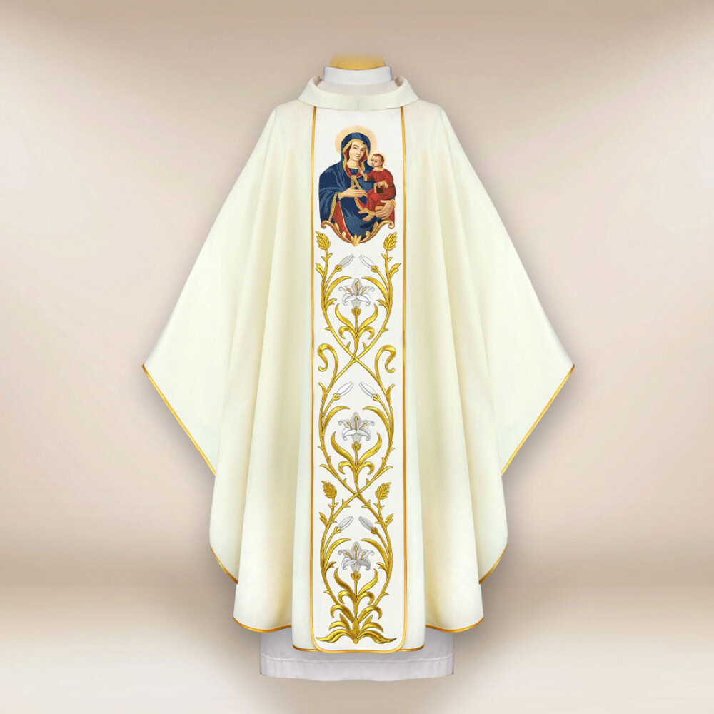 Chasuble brodée Notre-Dame de Gietrzwałd