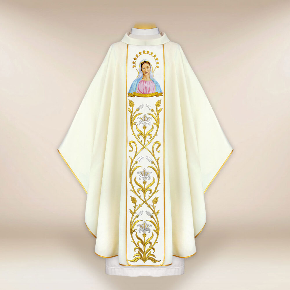 Chasuble brodée Notre-Dame de Medjugorie