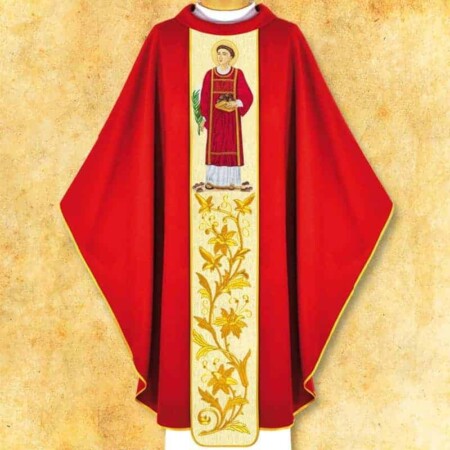 Chasuble rouge brodée Saint Étienne