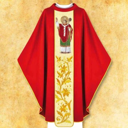 Chasuble rouge brodée Saint Stanislas
