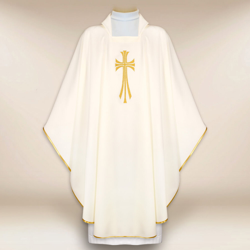 Chasuble brodée Croix écrue