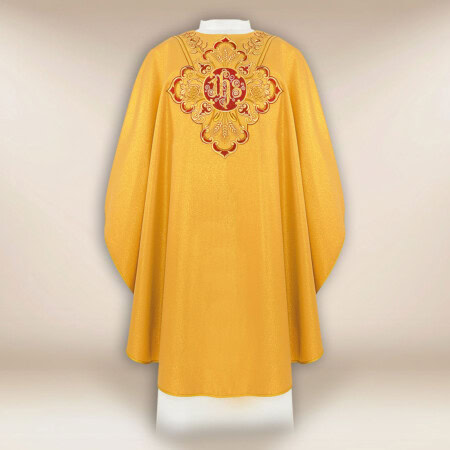 Chasuble brodée en or avec IHS