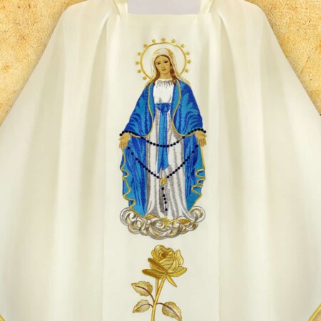 Chasuble brodée Mère de Dieu du Rosaire