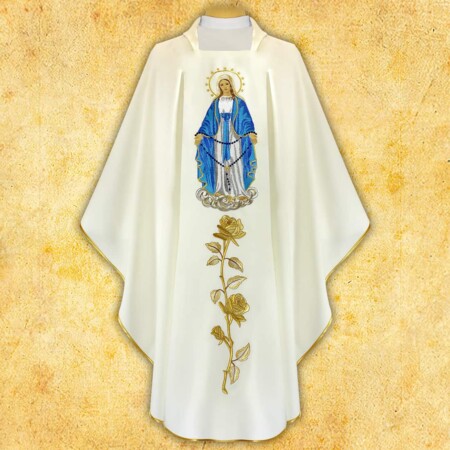 Chasuble brodée Mère de Dieu du Rosaire