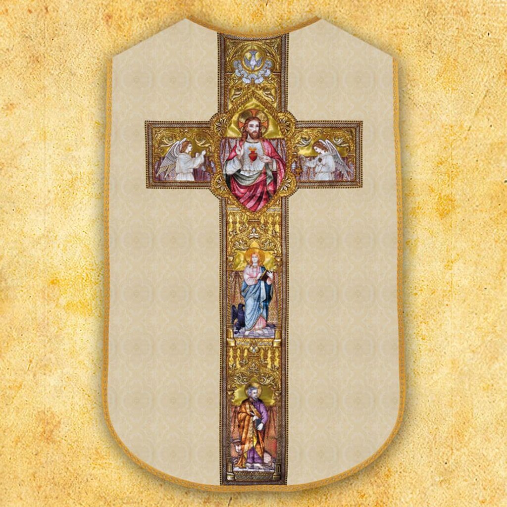 Chasuble romaine réplique écru Cœur de Jésus