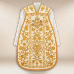 Chasuble brodée romaine avec IHS et Roses
