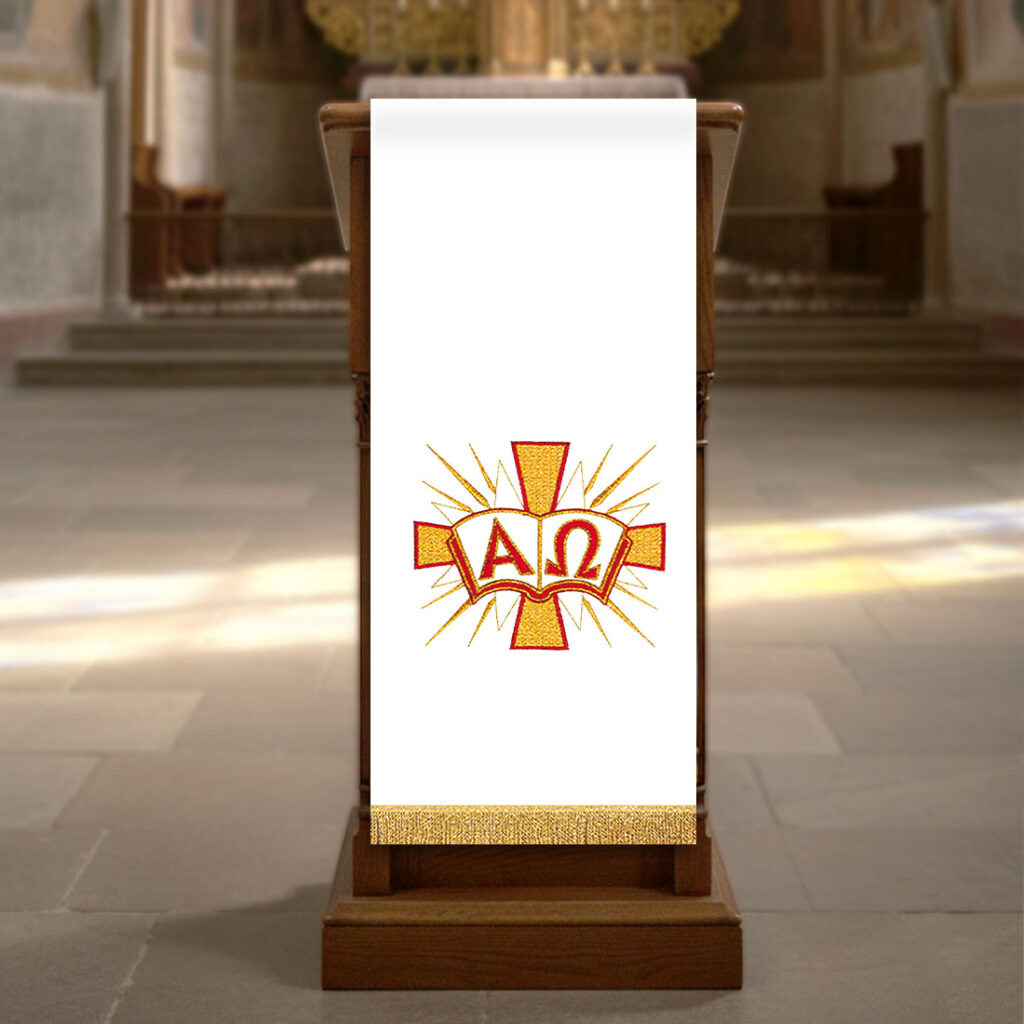 Parement d’ambon brodé Alpha et Oméga