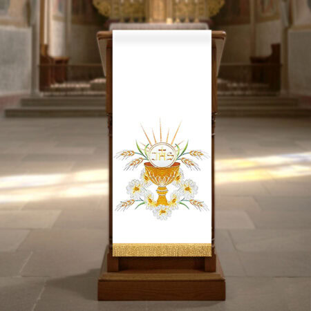 Parement d’ambon brodé eucharistique IHS