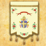 Drapeau d'église Saint Jean-Paul II et Jésus Miséricordieux