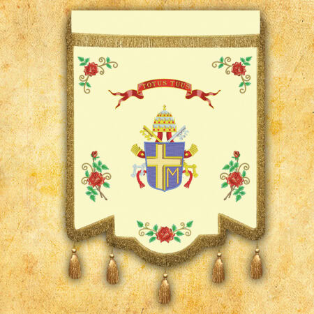 Drapeau d'église Saint Jean-Paul II et Jésus Miséricordieux