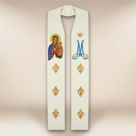Étole brodée avec l'image de Notre-Dame de Czestochowa
