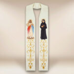 Étole brodée avec l'image de Jésus Miséricordieux et Saint Faustine