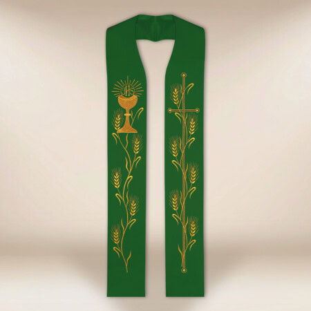Étole brodée Calice avec épis verts