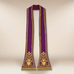 Étole liturgique brodée romaine violette