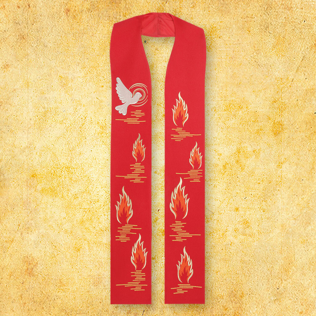 Étole liturgique avec motif de l'Esprit Saint