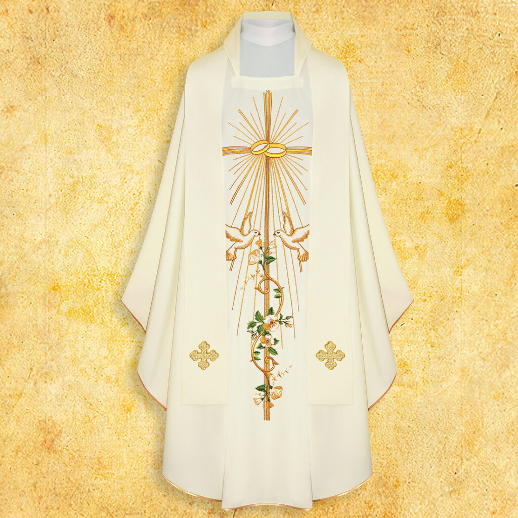 Chasuble liturgique brodée de mariage