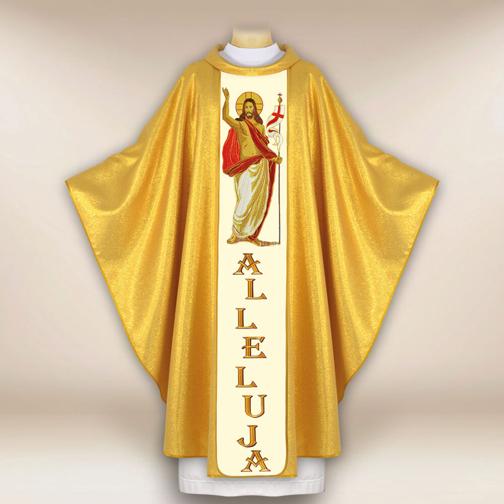 Chasuble liturgique avec le motif de Jésus Ressuscité