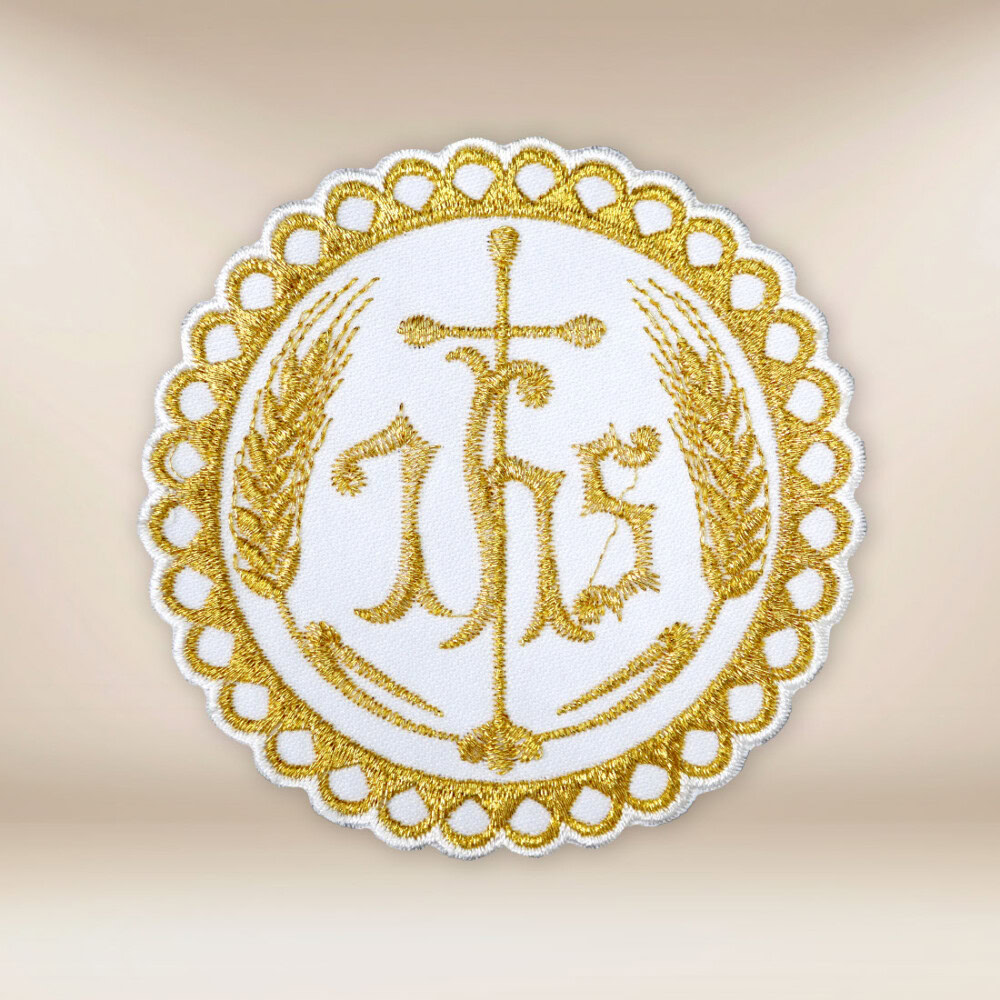 Hostie de communion brodée IHS