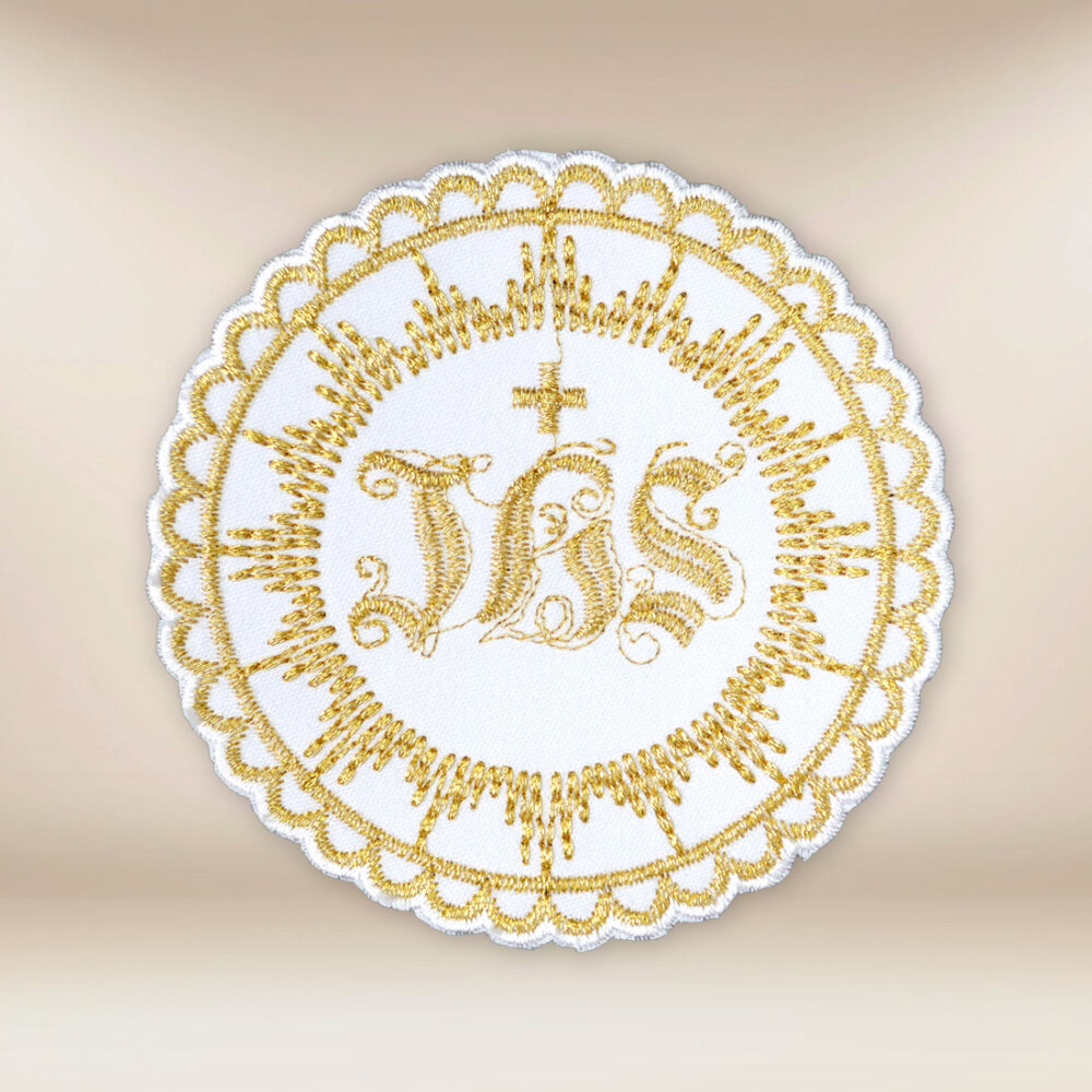hostie de communion brodée IHS