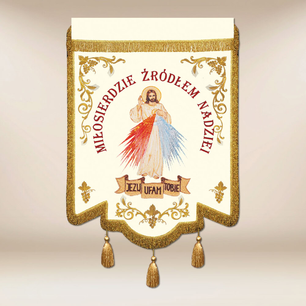 Drapeau brodé avec l'image de Jésus Miséricordieux
