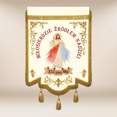 Drapeau brodé avec l'image de Jésus Miséricordieux