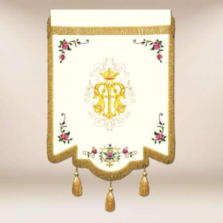 Drapeau brodé Reine du Rosaire