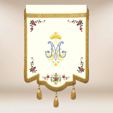 Drapeau brodé Reine du Rosaire