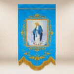 Mini drapeau avec l'image Mère de Dieu du Rosaire