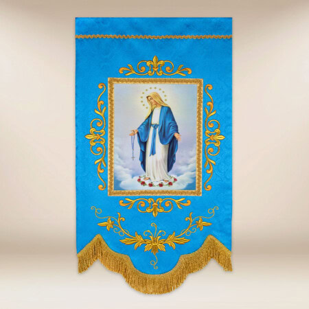 Mini drapeau avec l'image Mère de Dieu du Rosaire