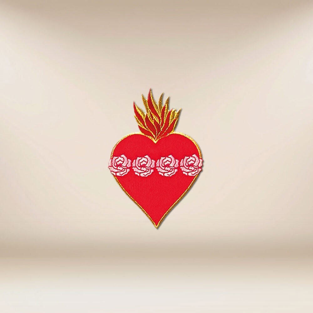 Application brodée Cœur avec des roses
