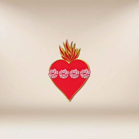Application brodée Cœur avec des roses