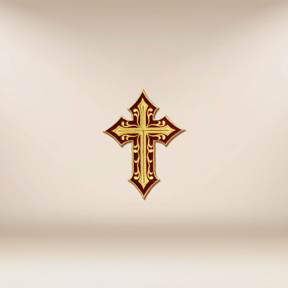 Application brodée sur velours Croix