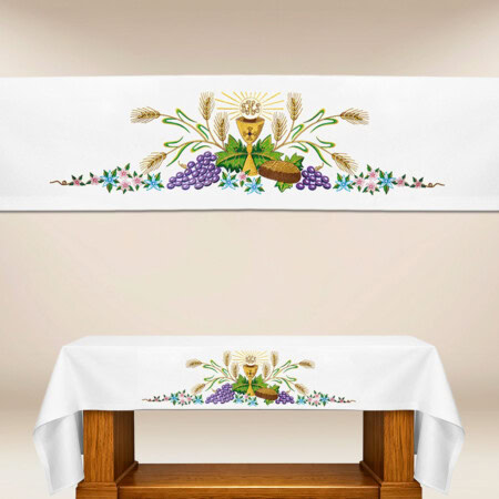 Nappe d’autel avec broderie eucharistique