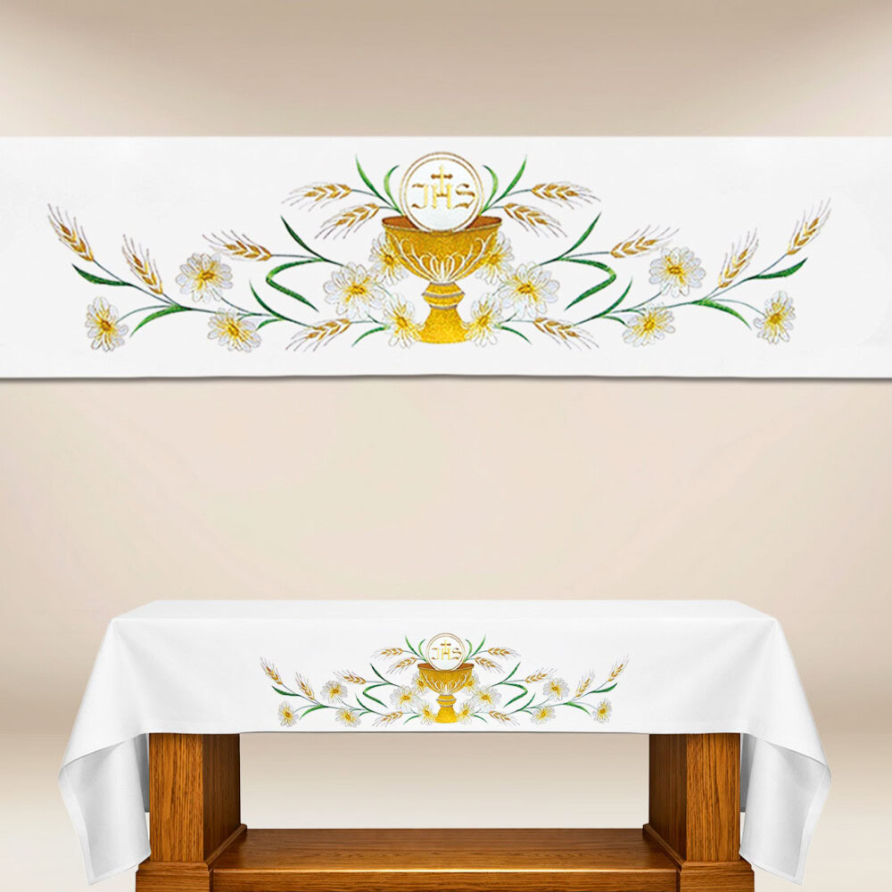 Nappe d’autel brodée eucharistique