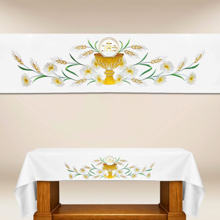 Nappe d’autel brodée eucharistique