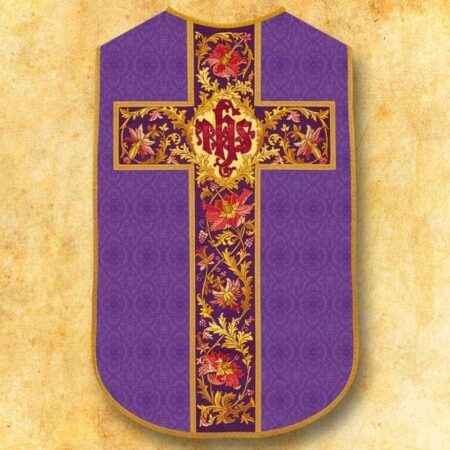 Chasuble romaine réplique violette IHS