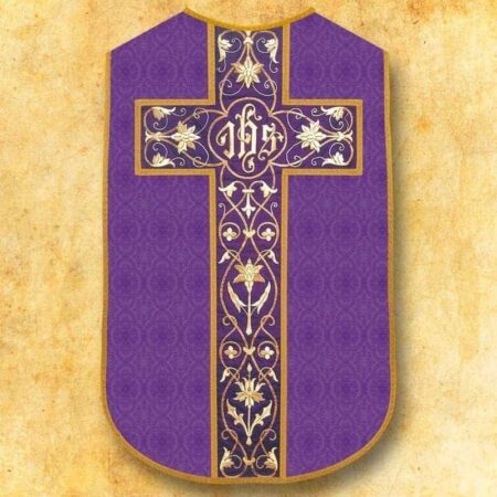 Chasuble romaine réplique violette IHS