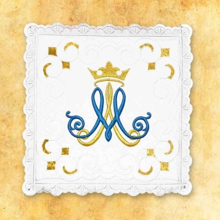 Linge de calice ajouré marial