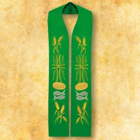 Étole liturgique brodée verte