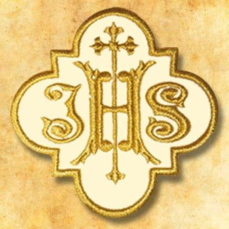 application brodée IHS sur velours